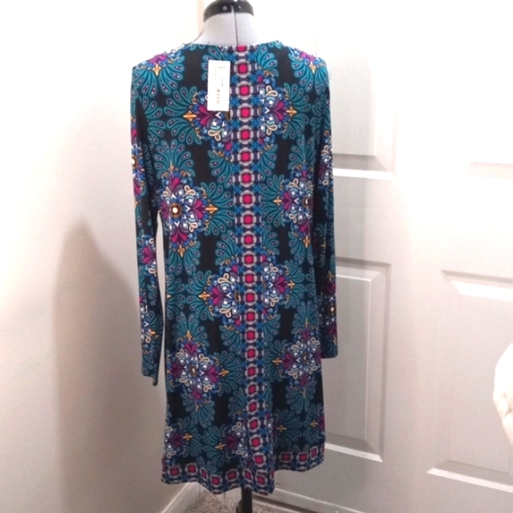NWT Nicole Miller Multi Colored Pasley Like Design Dress. Size Med - Picture 7 of 11